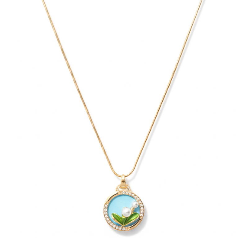 KAYYA21 Elegant Floral & Clover Pendant Necklace Set – Stainless Steel Gold Finish