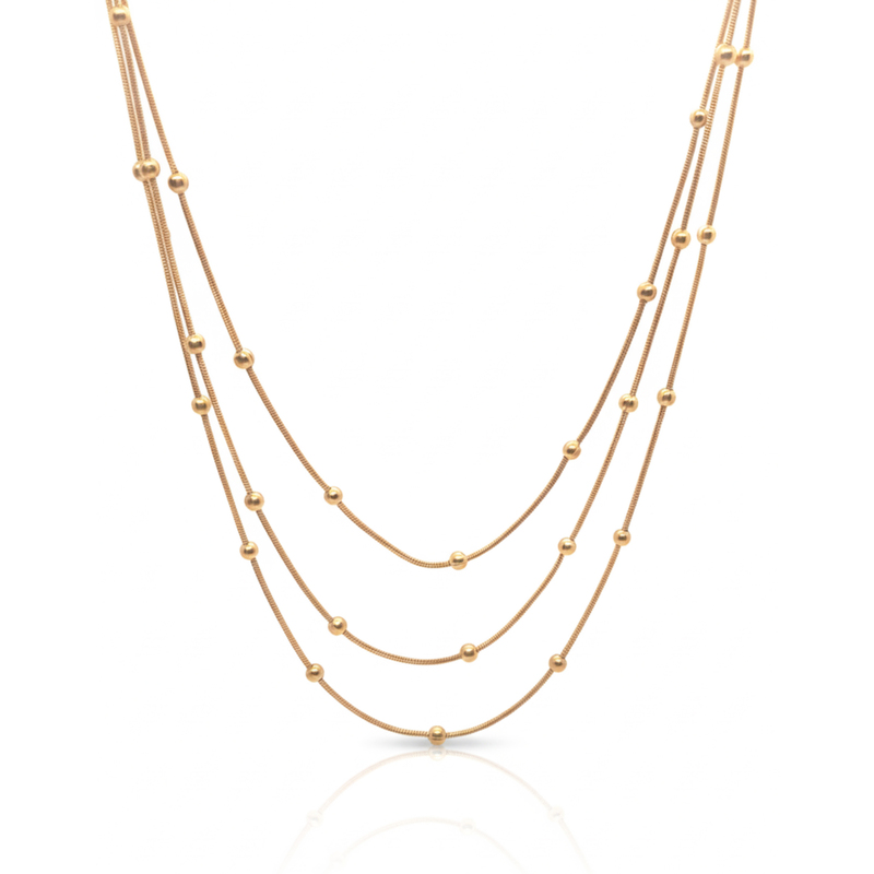 KAYYA21 Elegant Layered Gold Pendant Necklace Set – Stainless Steel Gold Finish