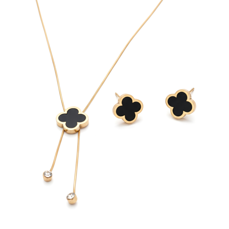 KAYYA21 Elegant Gold-Plated Necklace & Earring Set – Stainless Steel Gold Finish