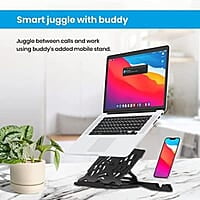 Portronics My Buddy Hexa 22 Adjustable Laptop Stand with Mobile Holder Ventilated Portable Foldable Compatible for 15.6 inch Laptops (Black) Portronics My Buddy Hexa 22 Adjustable Laptop Stand with Mobile Holder Ventilated Portable Foldable Compatible for 15.6 inch Laptops (Black)