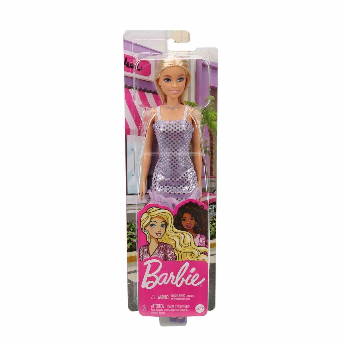 Barbie Doll, HJR93, Lavender Metallic Mini Dress Barbie Doll, HJR93, Lavender Metallic Mini Dress