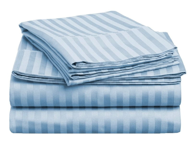 Pillow Cover Non-Framed Glace Cotton 300 TC - Striped - Sky Blue