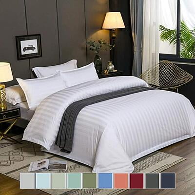 Duvet / Comforter Cover Glace Cotton 300 TC - Striped - White