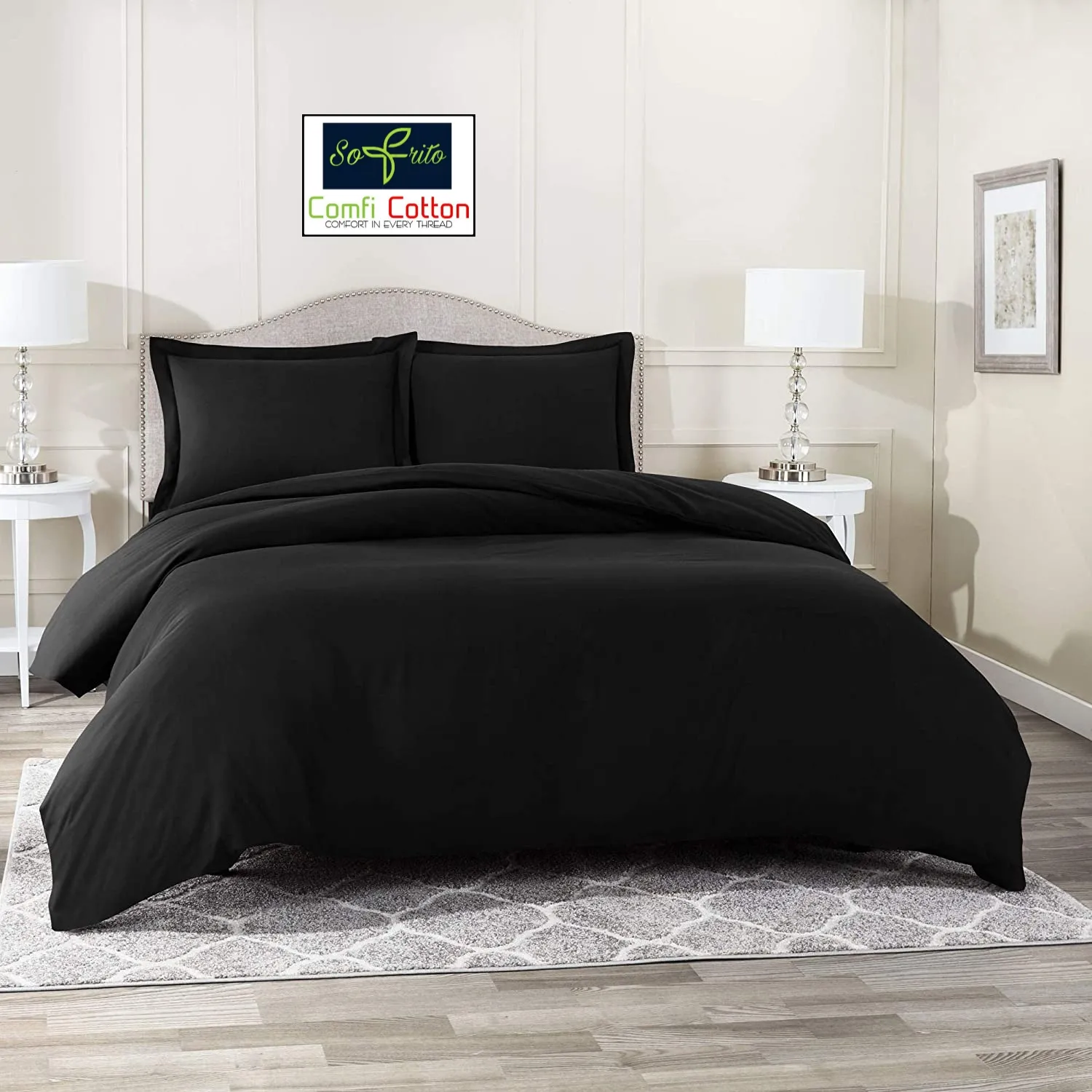 Duvet / Comforter Cover Microfiber 300 TC Plain Ultra soft - Black