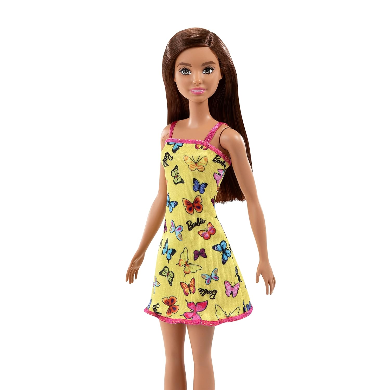 Barbie Doll, HBV08, Colorful Butterfly Print Red Dress & Strappy Heels Barbie Doll, HBV08, Colorful Butterfly Print Red Dress & Strappy Heels