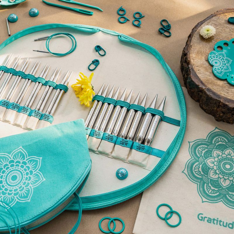 GRATITUDE SET - Normal interchangeable knitting needle set 13cm/5''- THE MINDFUL COLLECTION