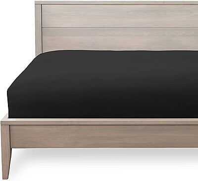 Bedsheet (Fitted) Glace Cotton 300 TC - Plain - Black