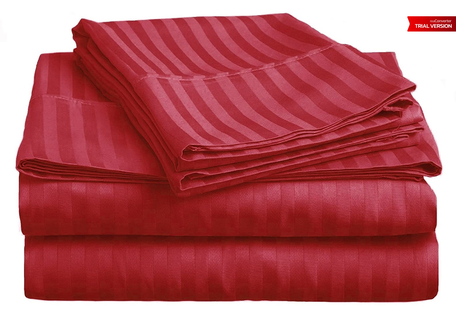 Sofrito Bedsheet Glace Cotton 300 TC - Striped - Crimson Red