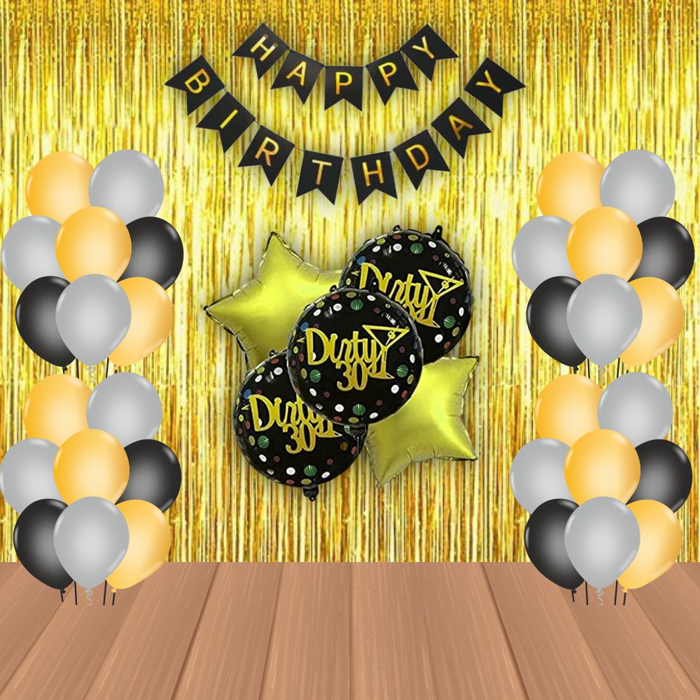 The Magic Balloons Store - Dirty 30 Birthday Party Decoration combo kits –Happy 30th Birthday Combo Pack of 38 Pcs - 181472 The Magic Balloons Store - Dirty 30 Birthday Party Decoration combo kits –Happy 30th Birthday Combo Pack of 38 Pcs - 181472