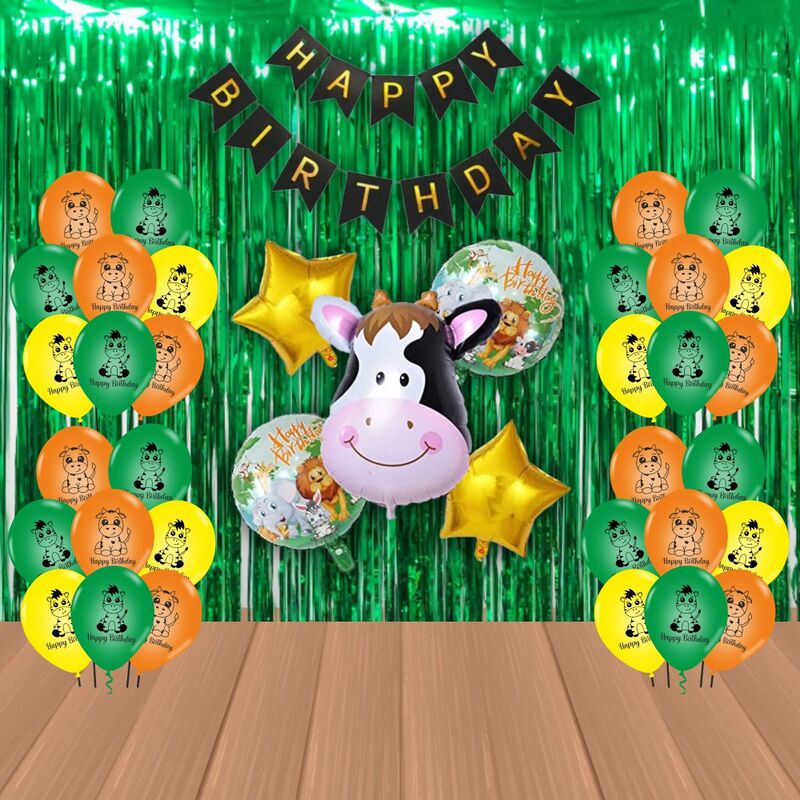 The Magic Balloons Store- Jungle Theme Balloons for Animal Theme Birthday Party/Decorations Supplies Jungle Theme Happy Birthday Decoration Pack of 30 pcs -181589