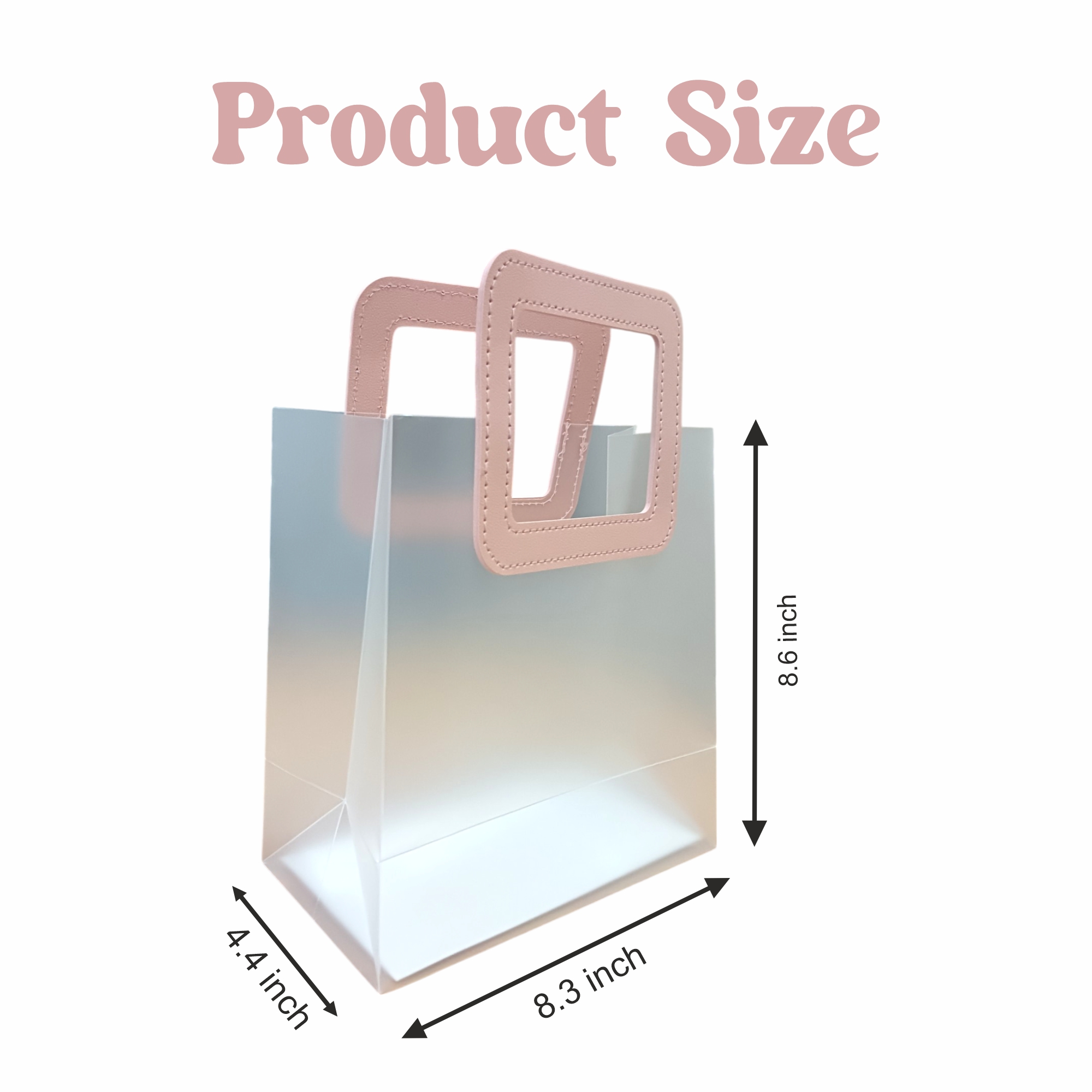 6 Pcs Small Transparent Gift Bags with Square Pink Handle Reusable | Party, Wedding, Return Gift, Hamper Packaging