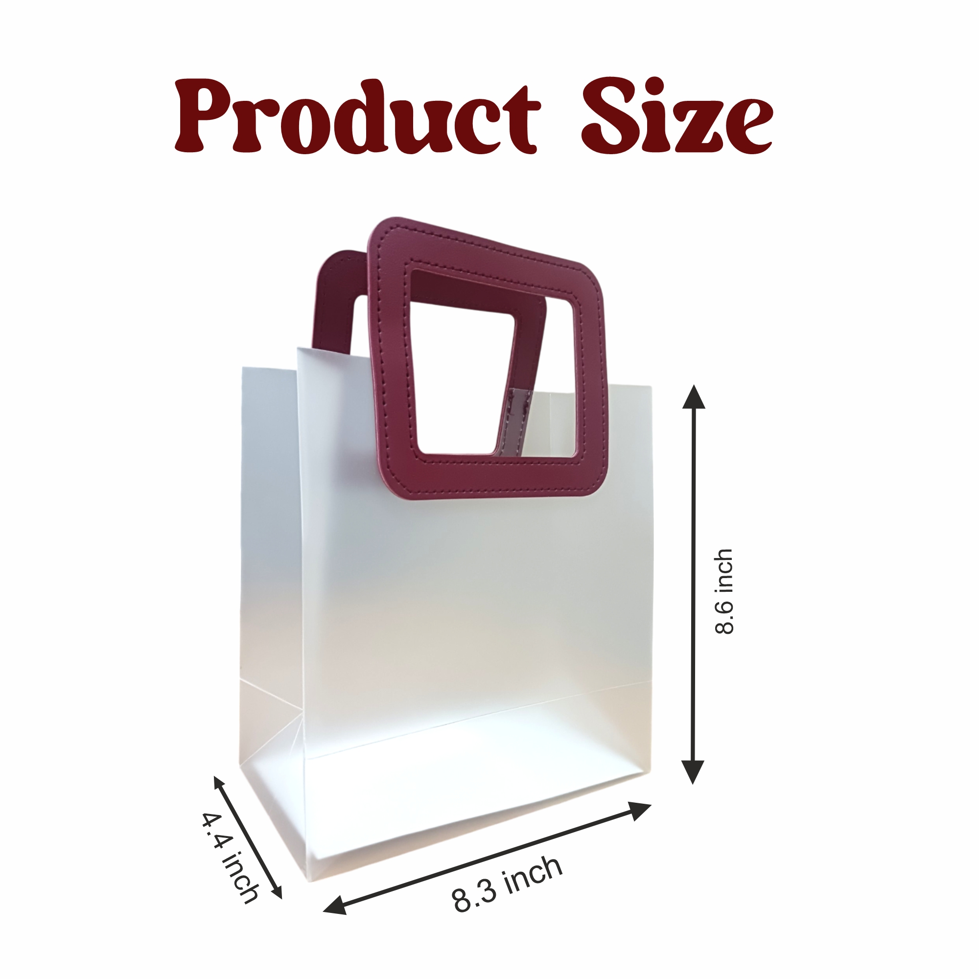 Set Of 6pcs Small Transparent Gift Bag with Square Maroon Handle | Stylish Reusable Bag for Wedding Return Gifts, Hampers, Party Favors, and Gifting