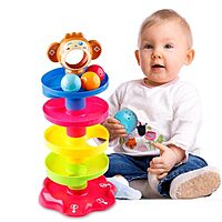Ball Drop & Roll Ramp Game, Swirling Tower Toy with Balls