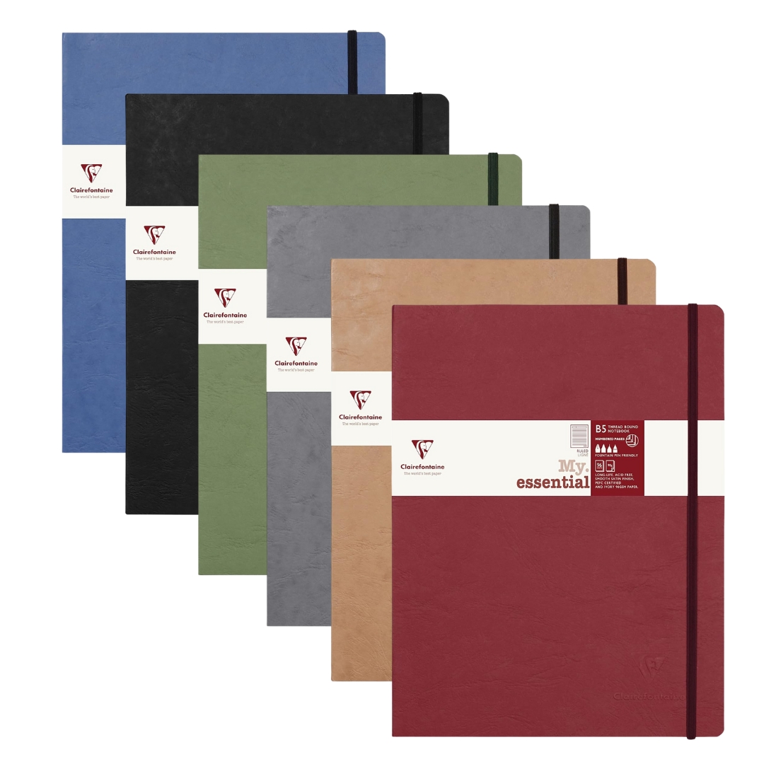 Clairefontaine MY ESSENTIALS Thread-bound Notebooks, Ruled, B5, 90gsm, 192 pages