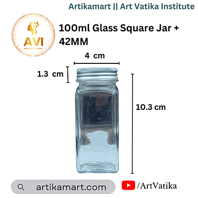 100ml Glass Square Jar + 42MM Aluminium Cap 100ml Glass Square Jar + 42MM Aluminium Cap