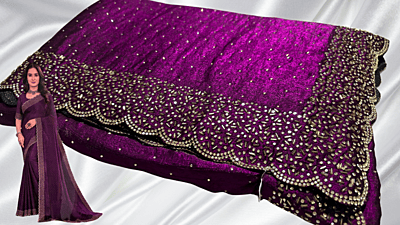 Galaxy Space Stone Fancy Saree - Purple Plum
