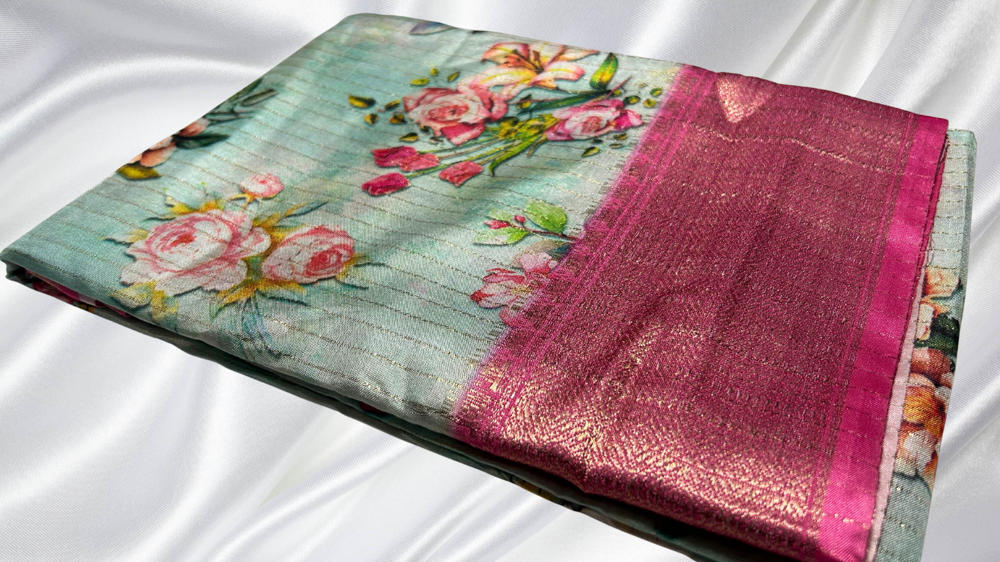 Dola Rico Jari Floral Saree - Pink Border