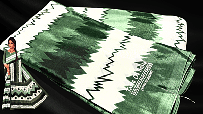 Butter Silk Soft Zig Saree - Pine Green