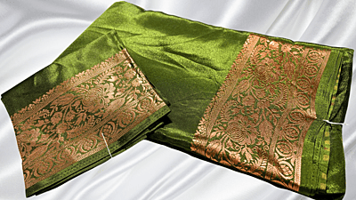 Binny Rasagulla Crepe Silk Saree - Leaf Green
