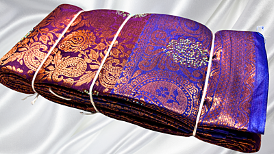 Sonata Wedding Stone Jari Saree - Purple & Ink Blue