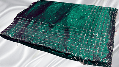 Space Galaxy Stone Designer Line Saree - Peacock Green