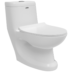 OPC-18112PP Elite Washdown One Piece Closet S Trap (9" Inch) With Soft Close Seat Cover, Hinges, Fixing Accessories Set and Accessories Set, Cistern Fittings