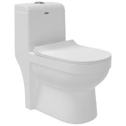 OPC-22121PP Apple Washdown One Piece Closet P Trap With Soft Close Seat Cover, Hinges, Fixing Accessories Set and Accessories Set, Cistern Fittings