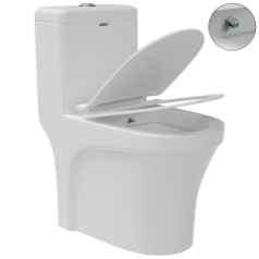 OPC-25211JPP Cosmo Siphonic One Piece Closet S Trap (9" Inch) With In Built Jet, Soft Close Seat Cover With Hinges, Fixing Accessories Set and Accessories Set, Cistern Fittings