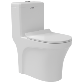 OPC-25211PP Cosmo Siphonic One Piece Closet S Trap (9" Inch) With Soft Close Seat Cover With Hinges, Fixing Accessories Set and Accessories Set, Cistern Fittings