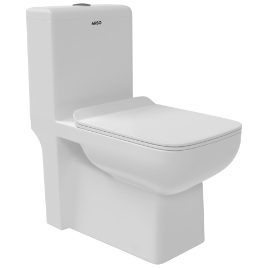 OPC-28111PP Inox Washdown One Piece Closet S Trap (9" Inch) With Soft Close Seat Cover, Hinges, Fixing Accessories Set and Accessories Set, Cistern Fittings