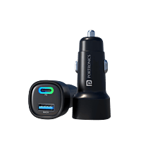 Portronics 30 W Car Charger (Black) Type-C & USB Portronics 30 W Car Charger (Black) Type-C & USB