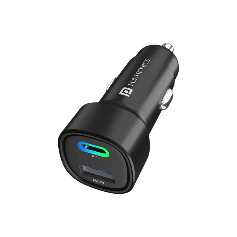 Portronics 80 W Turbo Car Charger (Black) Type-C & USB Portronics 80 W Turbo Car Charger (Black) Type-C & USB