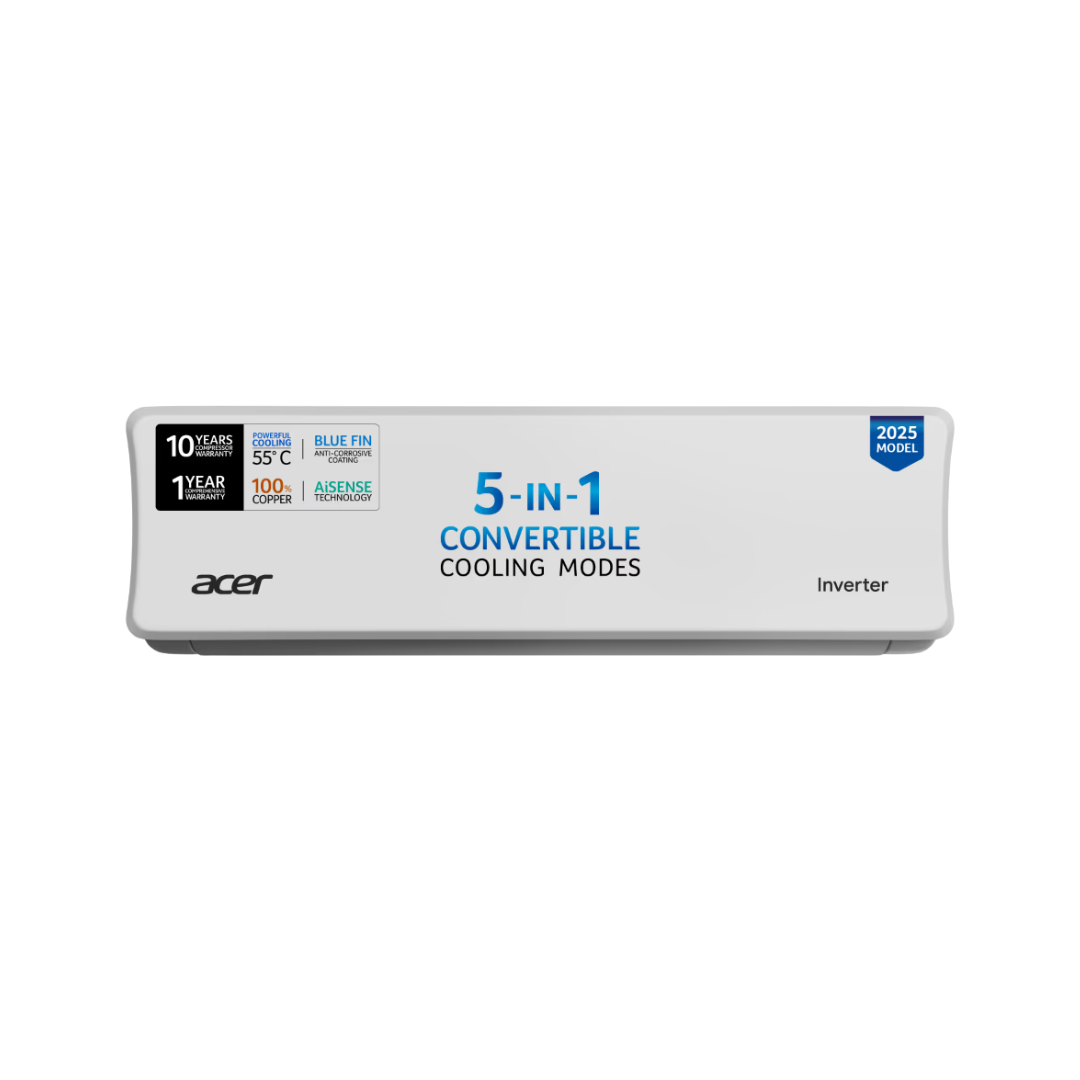 Acer 1.5 Ton 3 Star Smart Split AC (Copper, 5 in 1 Convertible, Anti-Bacterial PM 1.0 Filter, Cools at 55 degree Celsius Temp, 10 Mtrs Long Air Throw, 2025 Model), AR15AS3IO1HLE25 Acer 1.5 Ton 3 Star Smart Split AC (Copper, 5 in 1 Convertible, Anti-Bacterial PM 1.0 Filter, Cools at 55 degree Celsius Temp, 10 Mtrs Long Air Throw, 2025 Model), AR15AS3IO1HLE25