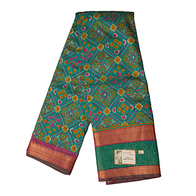 Malai Silk Saree (Green + Rose)