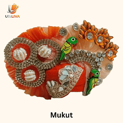 Laddu Gopal Dress With Mala & Mucket Orange