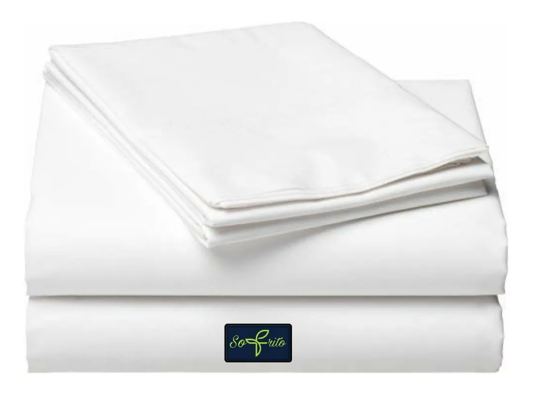 Sofrito 100% Cotton Bedsheet (Flat P20S - 120 TC - Plain - White Sofrito 100% Cotton Bedsheet (Flat P20S - 120 TC - Plain - White