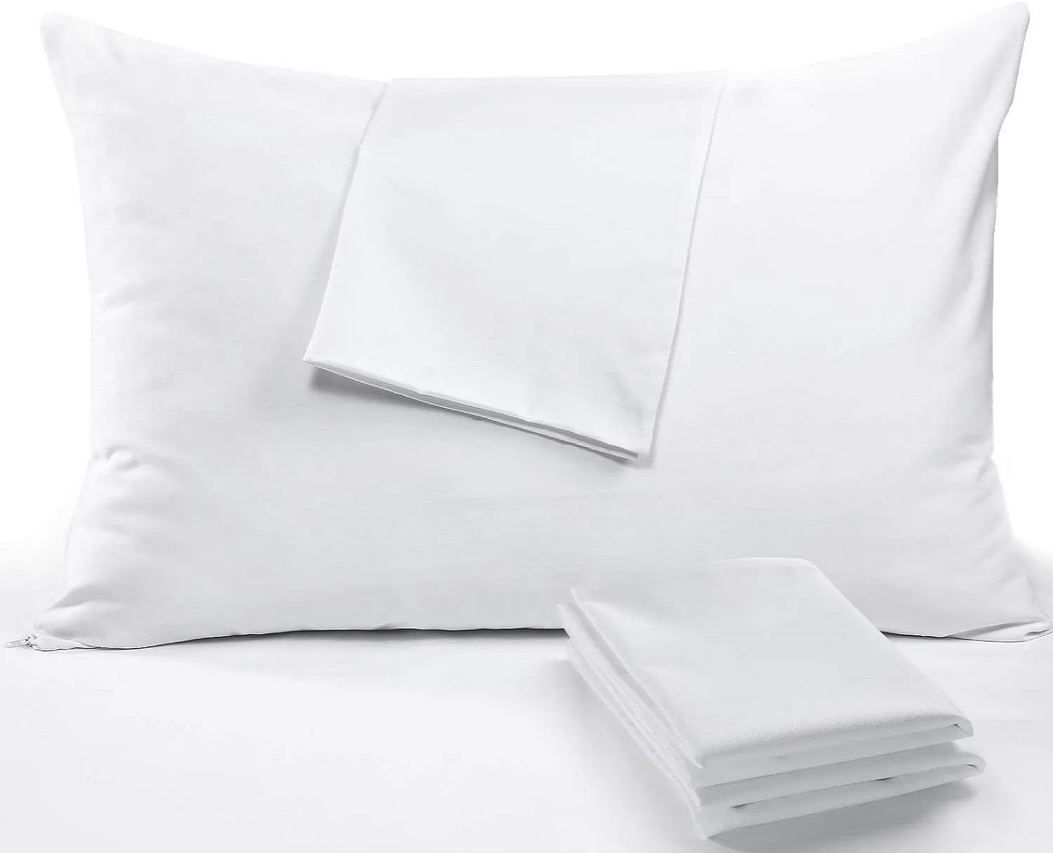 100% Cotton Pillow Cover (Non-Framed) - 400 TC Percale - Plain - White