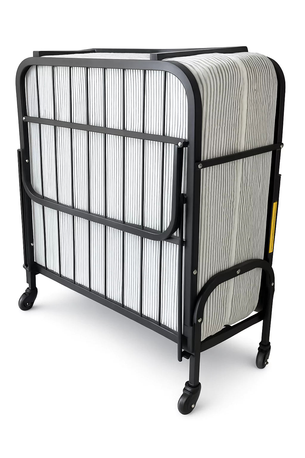 Sofrito Rollaway Foam and Wrought Iron Metal Folding Single Bed with 6-Inch Premium Mattress, Lockable Wheels