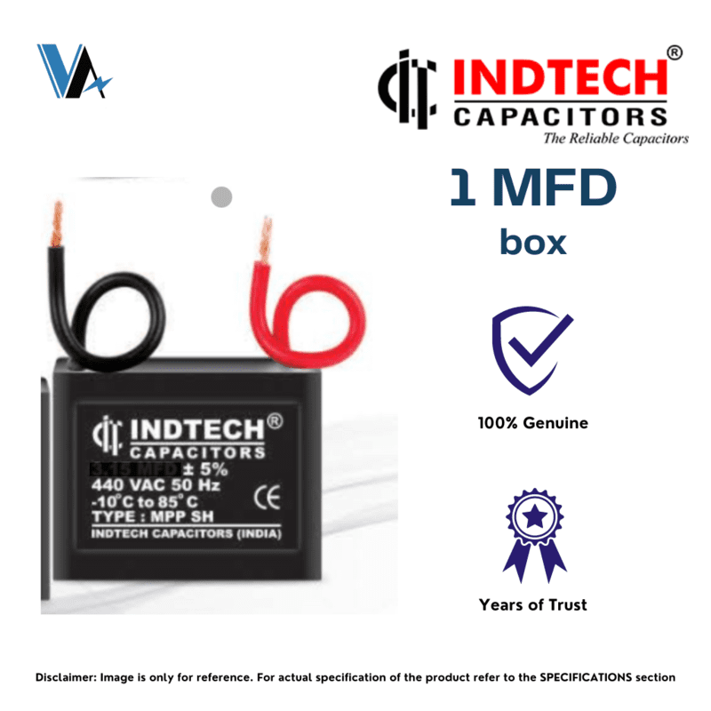 Indtech 1.0 MFD Capacitor for Fan motor Indtech 1.0 MFD Capacitor for Fan motor
