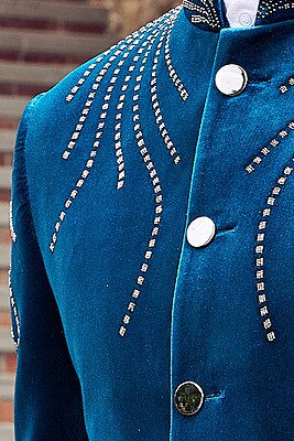 Blue Peak Lapel Jodhpuri Blue Peak Lapel Jodhpuri