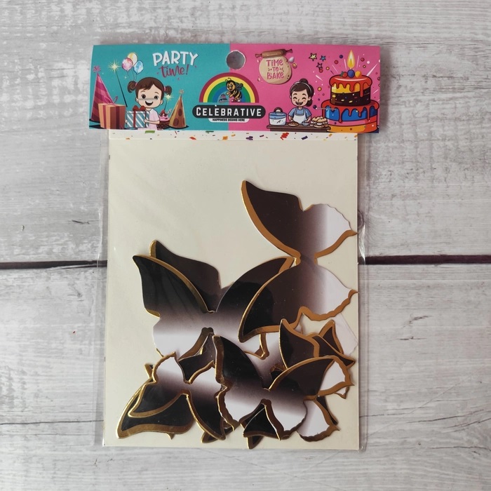 10 Pcs Black and White Shades Butterfly Topper Without Stick 10 Pcs Black and White Shades Butterfly Topper Without Stick