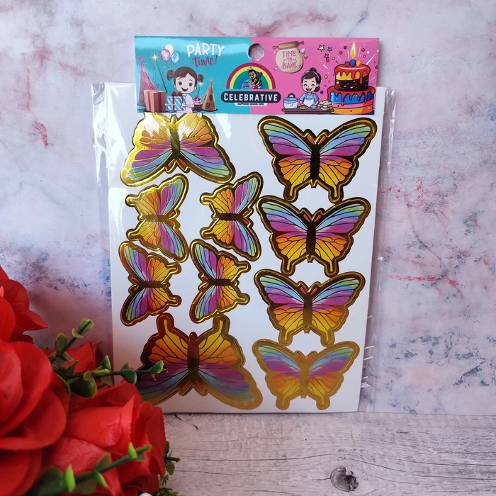 10 Pcs Colorful Butterfly With Stick 10 Pcs Colorful Butterfly With Stick