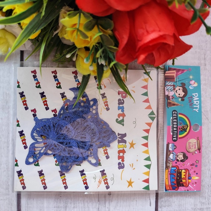10 Pcs Glitter Dark Blue Butterfly Topper Without Stick 10 Pcs Glitter Dark Blue Butterfly Topper Without Stick