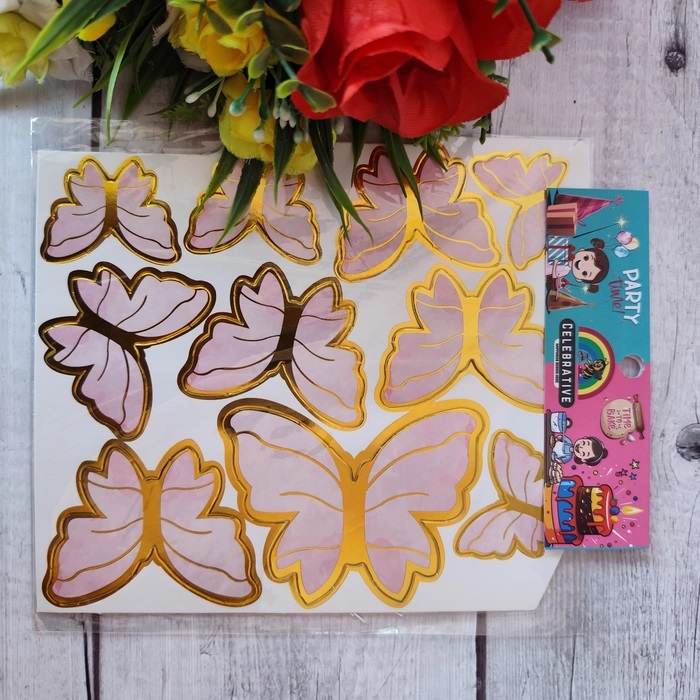 10 Pcs Pink Butterfly With Stick 10 Pcs Pink Butterfly With Stick