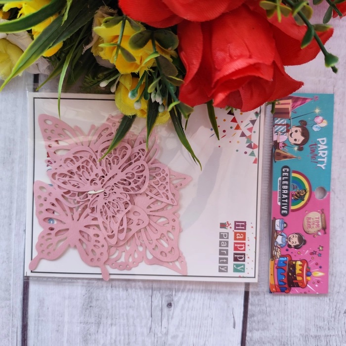 10 Pcs Pink Paper Butterfly Topper Without Stick 10 Pcs Pink Paper Butterfly Topper Without Stick