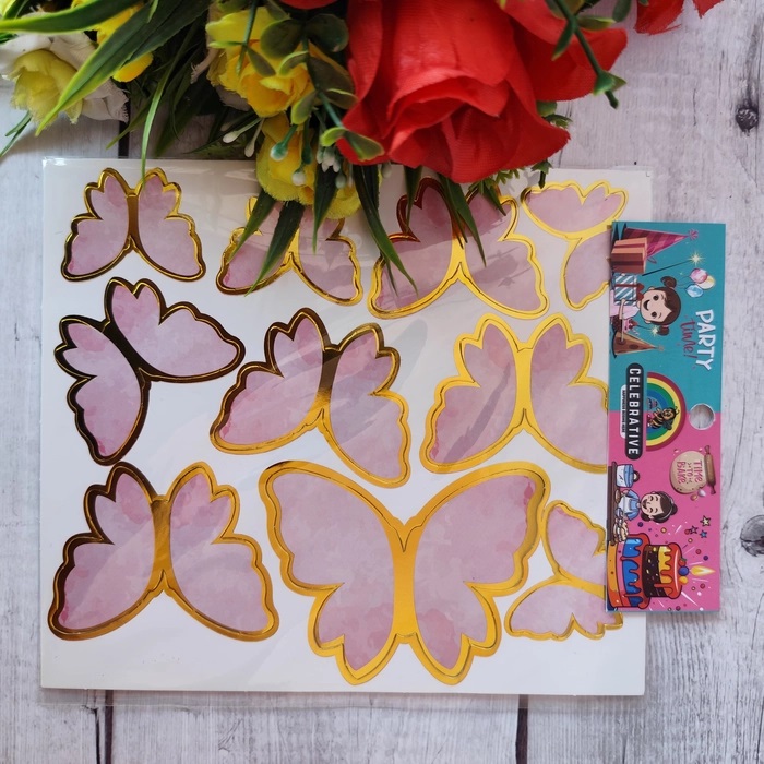 10 Pcs Plain Pink Butterfly Topper With Stick 10 Pcs Plain Pink Butterfly Topper With Stick