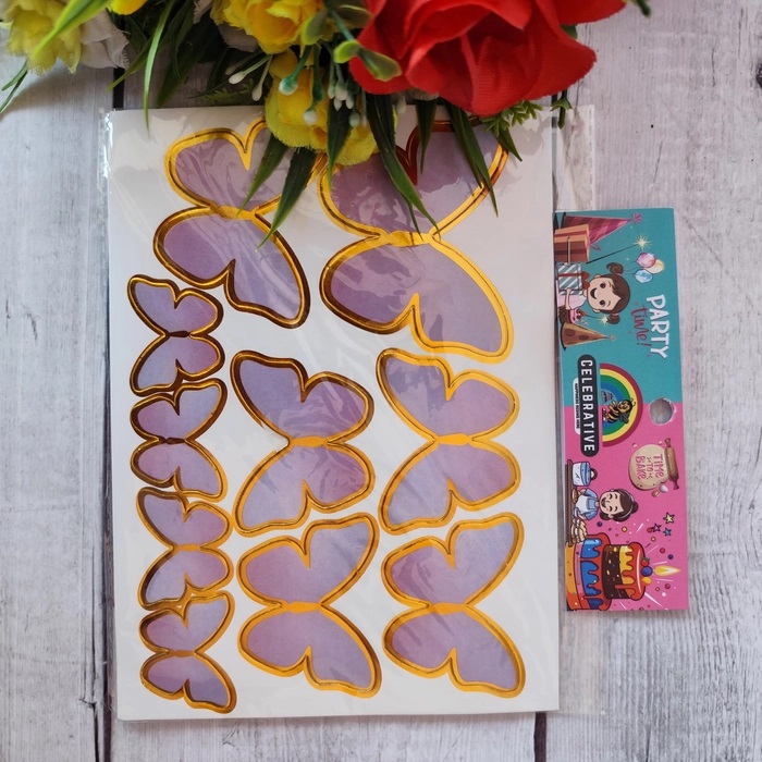 10 Pcs Plain Purple Butterfly Topper With Stick 10 Pcs Plain Purple Butterfly Topper With Stick