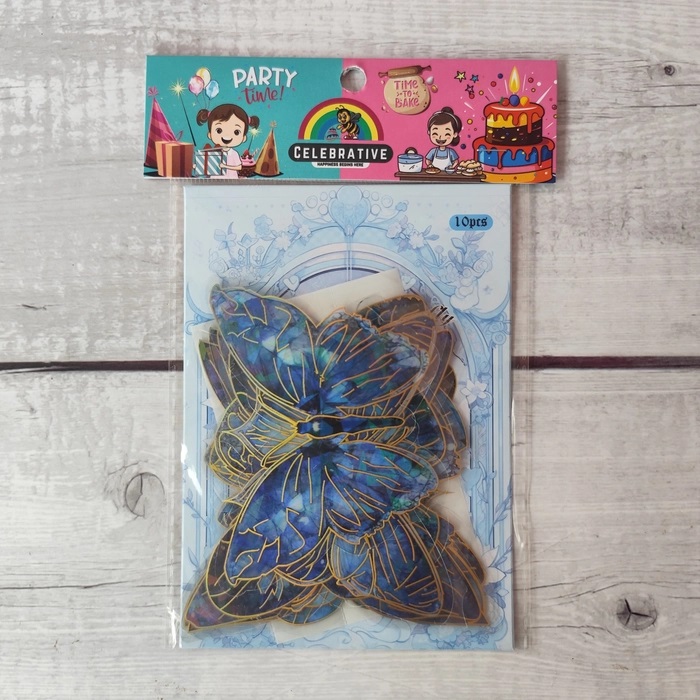 10 Pcs Shiny Blue Butterfly Topper Without Stick 10 Pcs Shiny Blue Butterfly Topper Without Stick