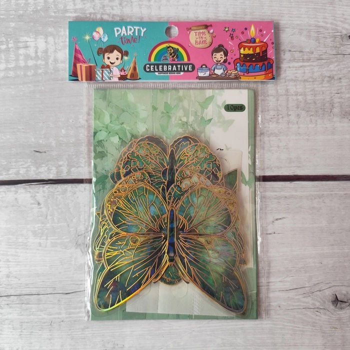 10 Pcs Shiny Green Butterfly Topper Without Stick 10 Pcs Shiny Green Butterfly Topper Without Stick