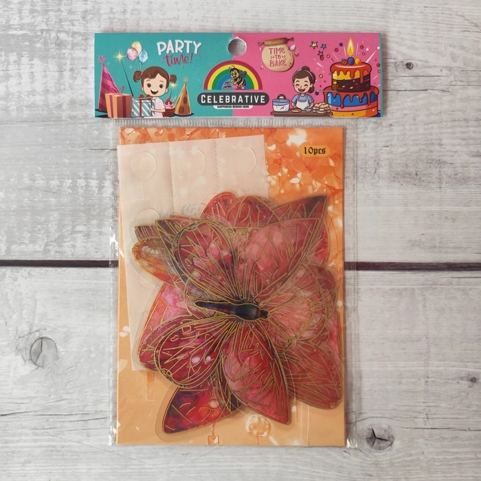 10 Pcs Shiny Orange Butterfly Topper Without Stick 10 Pcs Shiny Orange Butterfly Topper Without Stick